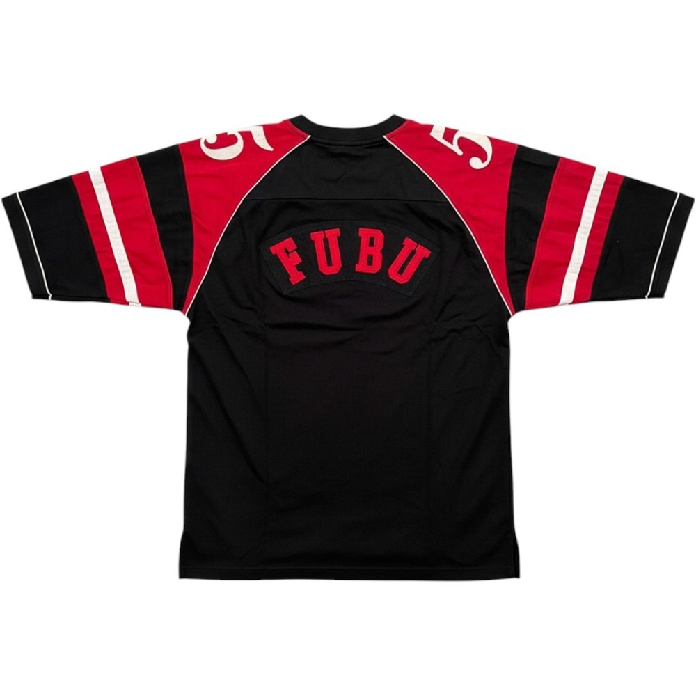 Vintage 90s FUBU The Collection 05 Football Jersey Black Red Spellout Mens Large